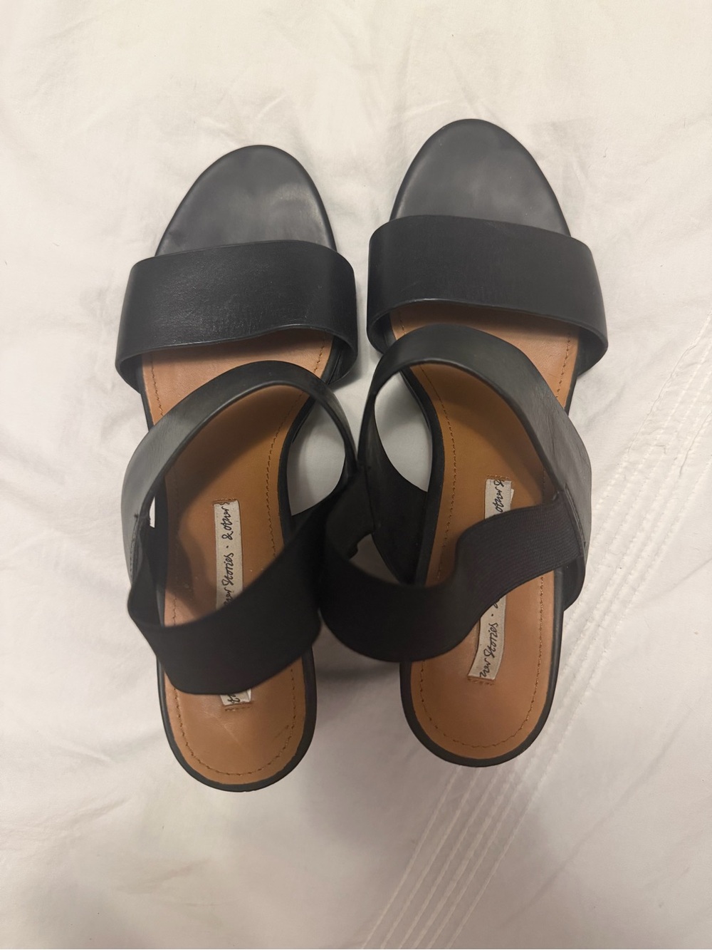 & Other Stories Black Leather Block Heels